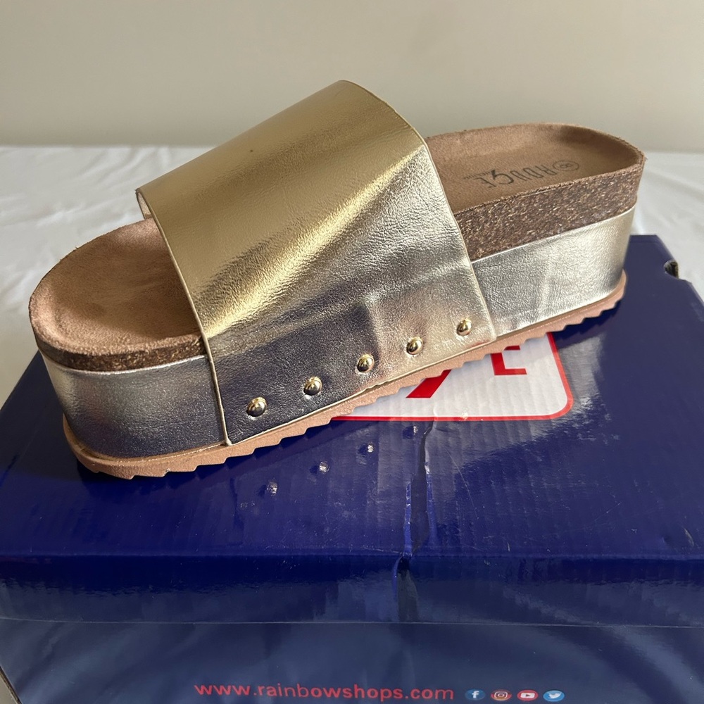 Gold platform sandals